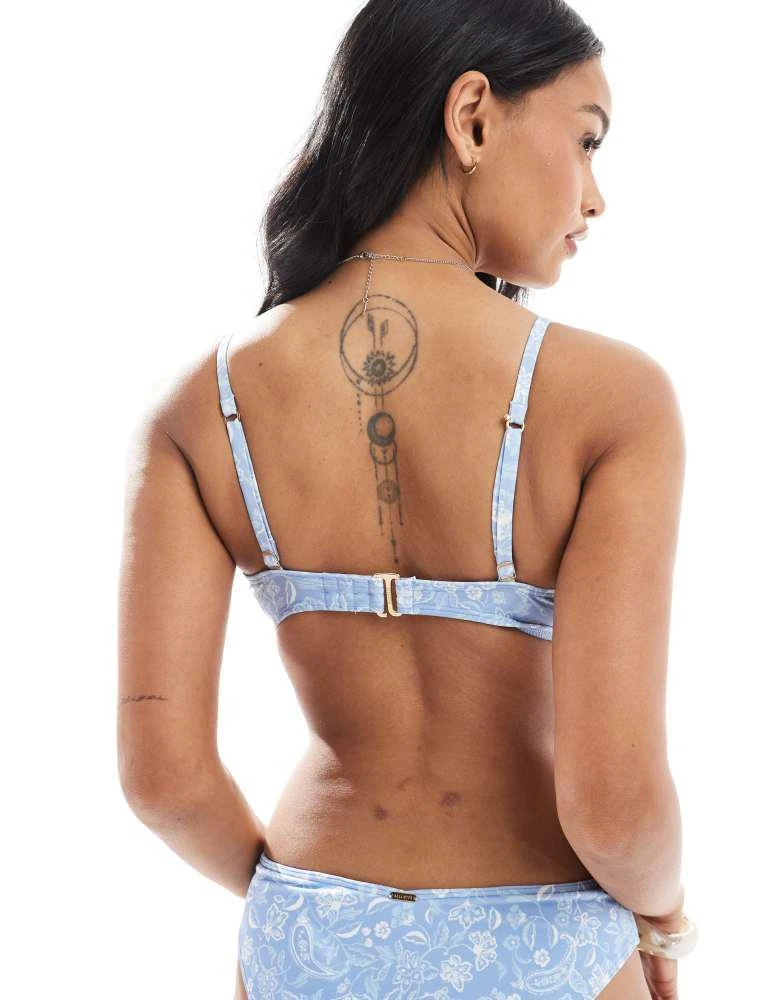 HOLLISTER Hollister curvy underwire bikini top co-ord in blue print 3
