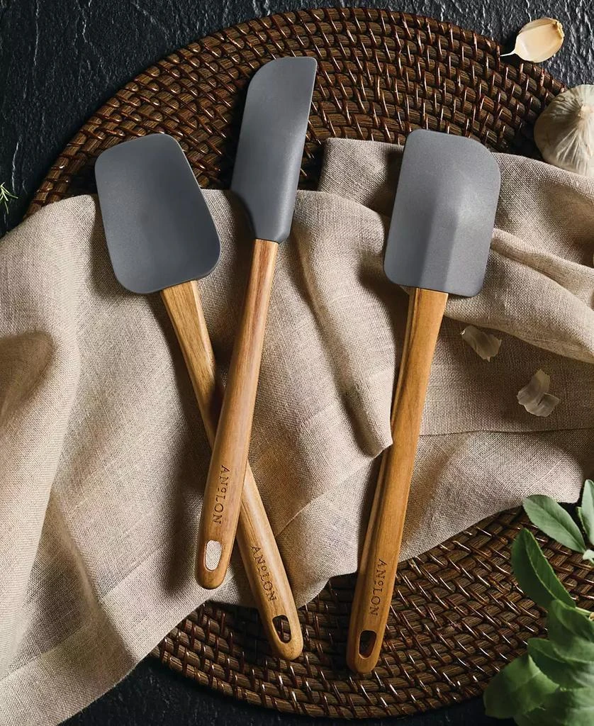 Anolon 3-Piece Silicone Teak Handled Spatula Set 4