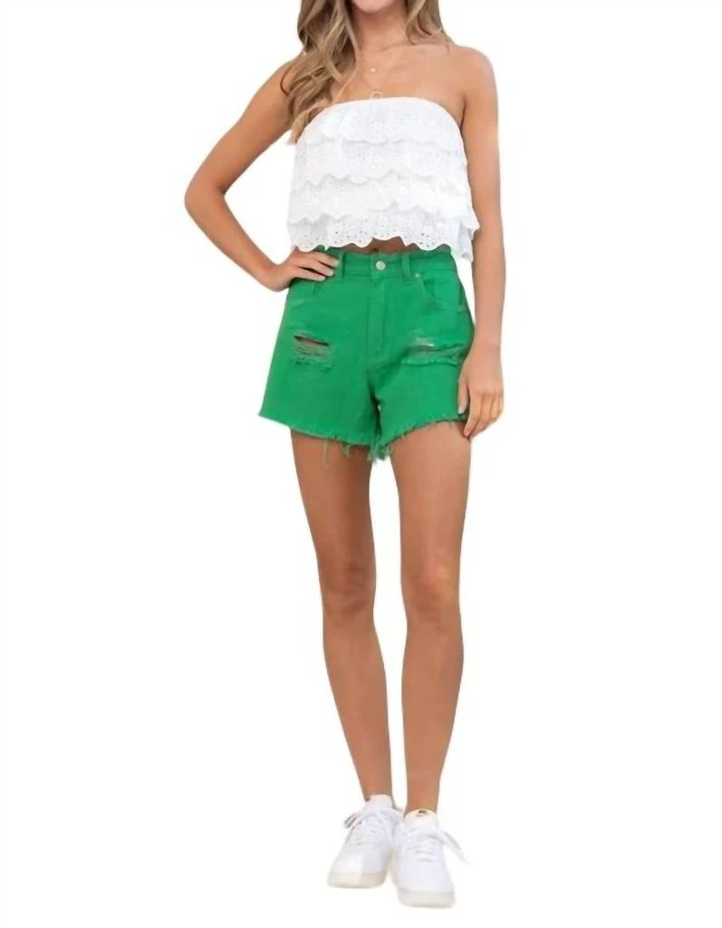 Blue B Josie Ruffle Crop Top In White 5