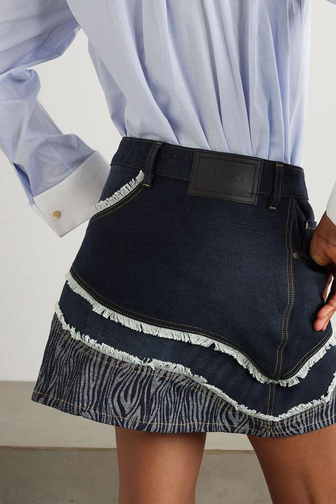 AHLUWALIA Frayed paneled denim mini skirt 3