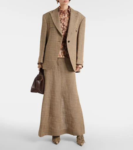 Acne Studios Checked linen-blend maxi skirt 2