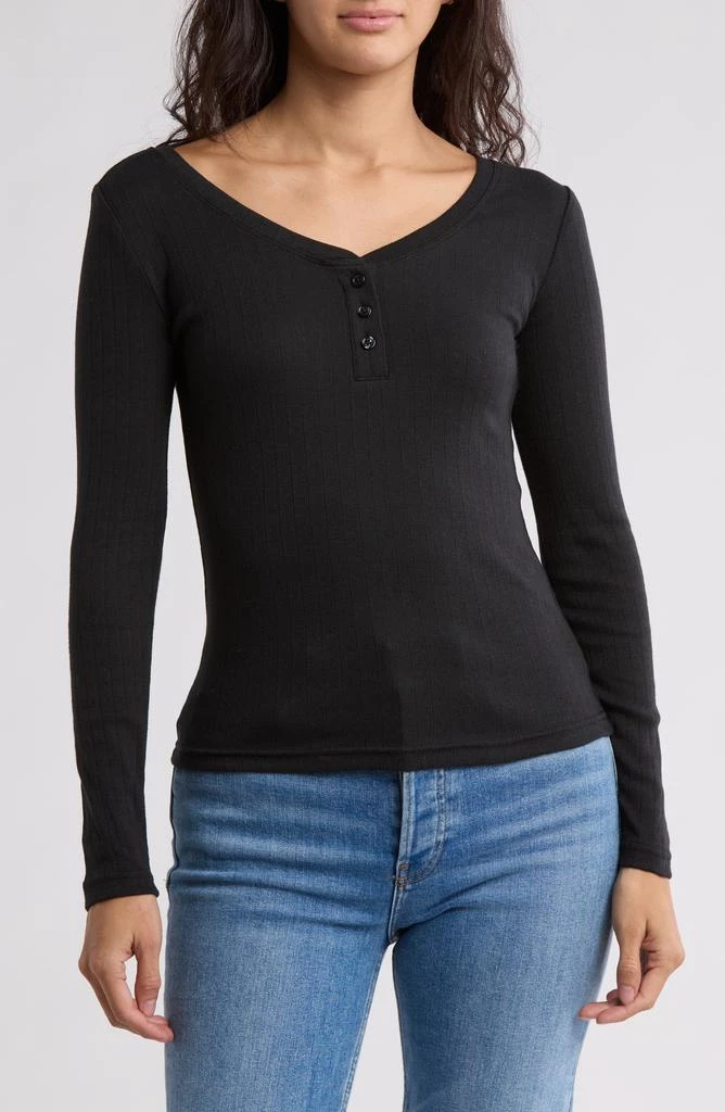 Joe's Long Sleeve Pointelle Henley 1