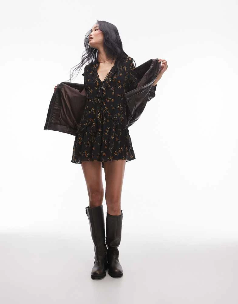 Topshop Topshop poet sleeve frill mini dress in floral print - Dresses &  Skirts - Free Shipping - BeyondStyle