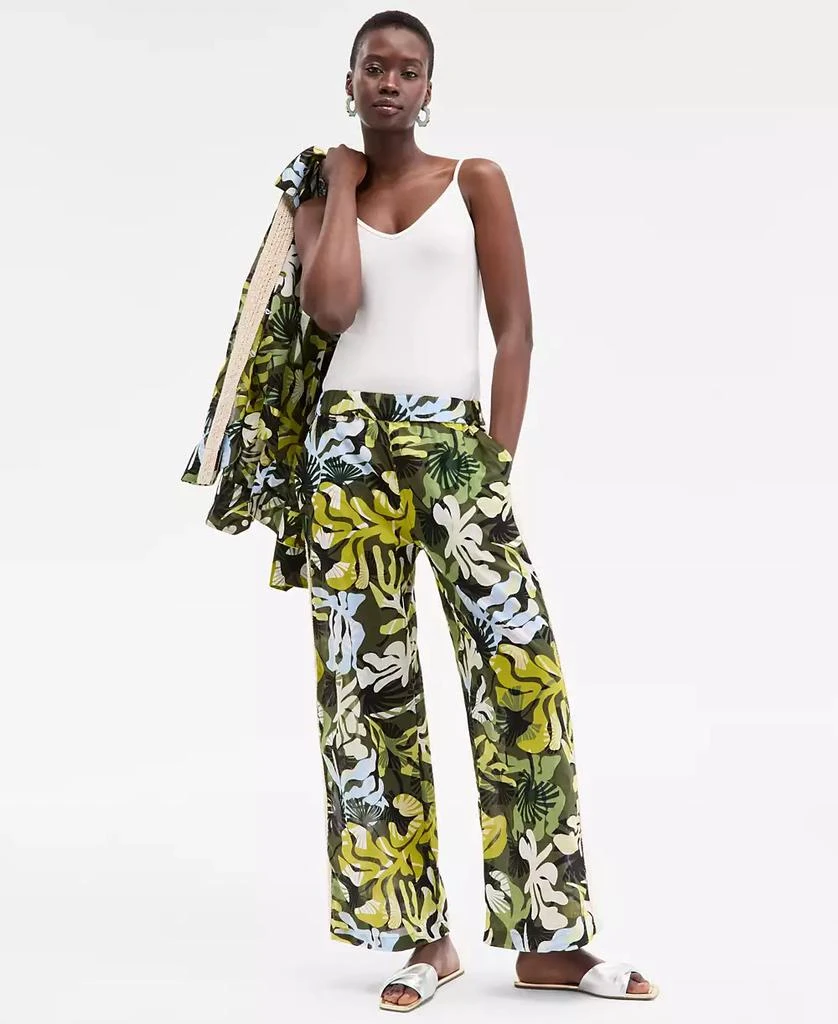 On 34th Women's Leaf-Print Crochet-Trim Wide-Leg Pants, Exclusively at Macy's 1