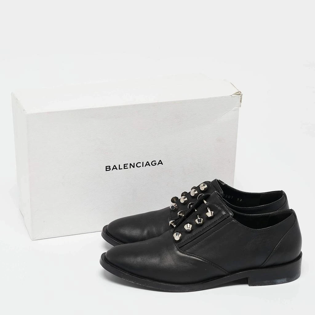 Balenciaga Balenciaga Black Leather Pierced Oxfords Size 37 9