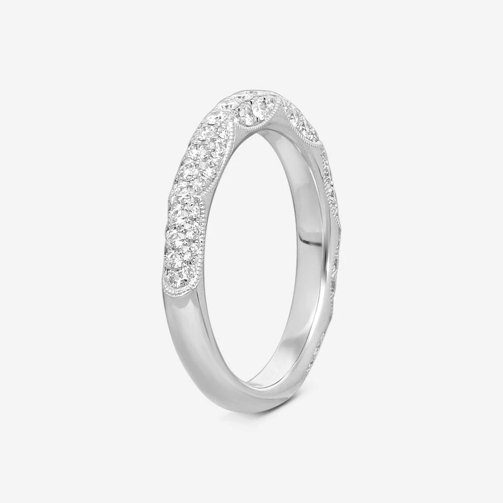 Mémoire Mémoire Vintage 18K White Gold Diamond 3/4 Round Band Ring Sz. 6.5 EMVG104 2