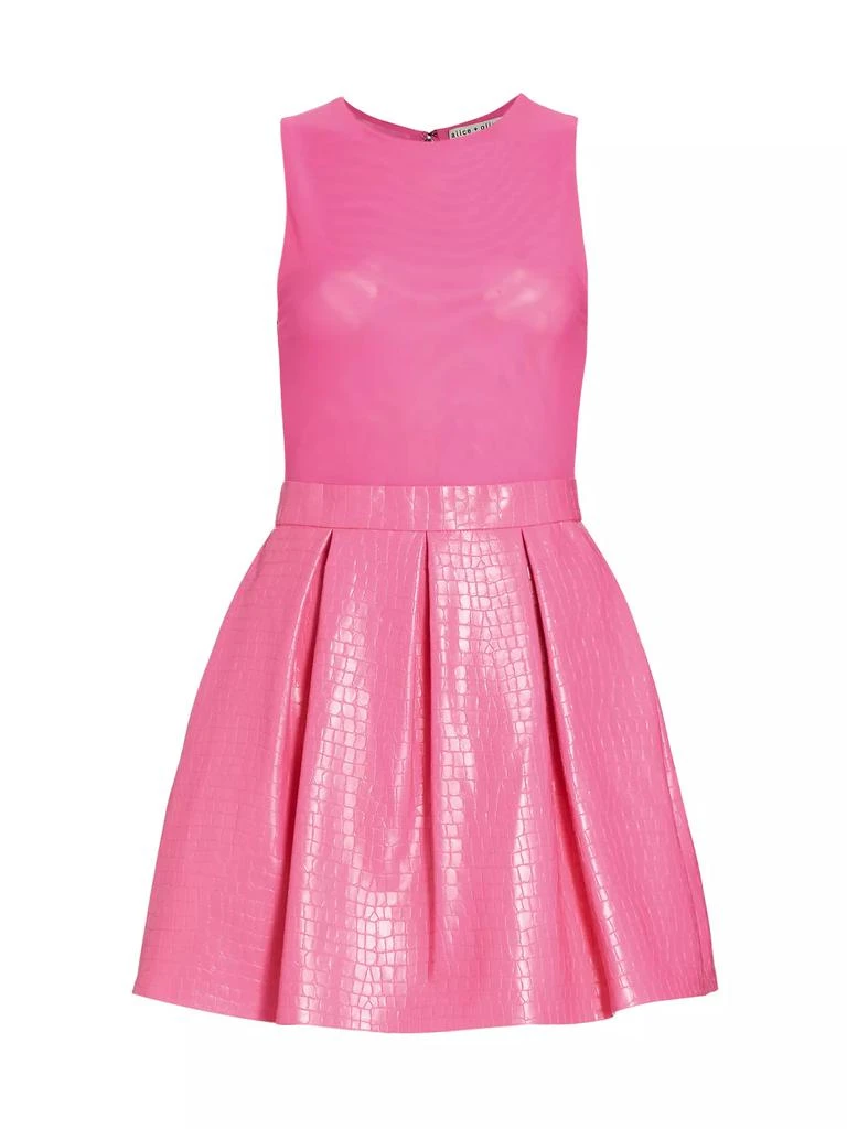 Alice + Olivia Chara Croc-Embossed Party Dress 1