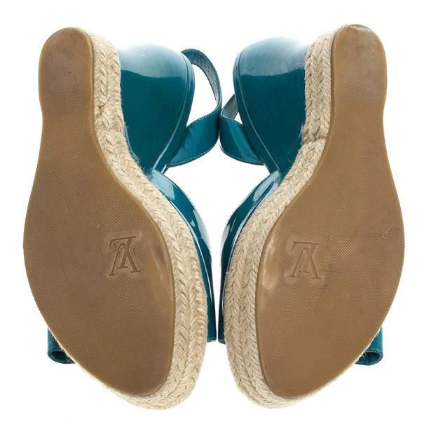 Louis Vuitton Louis Vuitton Blue Patent Espadrilles Slingback Wedges Size 37.5 7