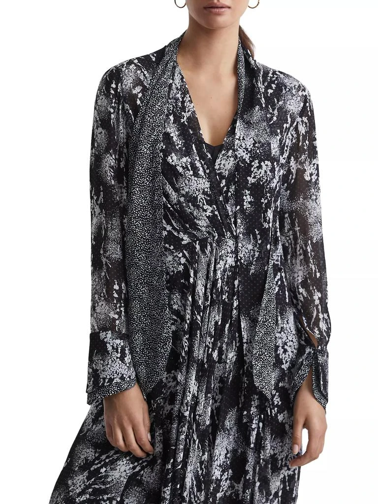 REISS Callie Printed Tie-Neck Midi-Dress 4