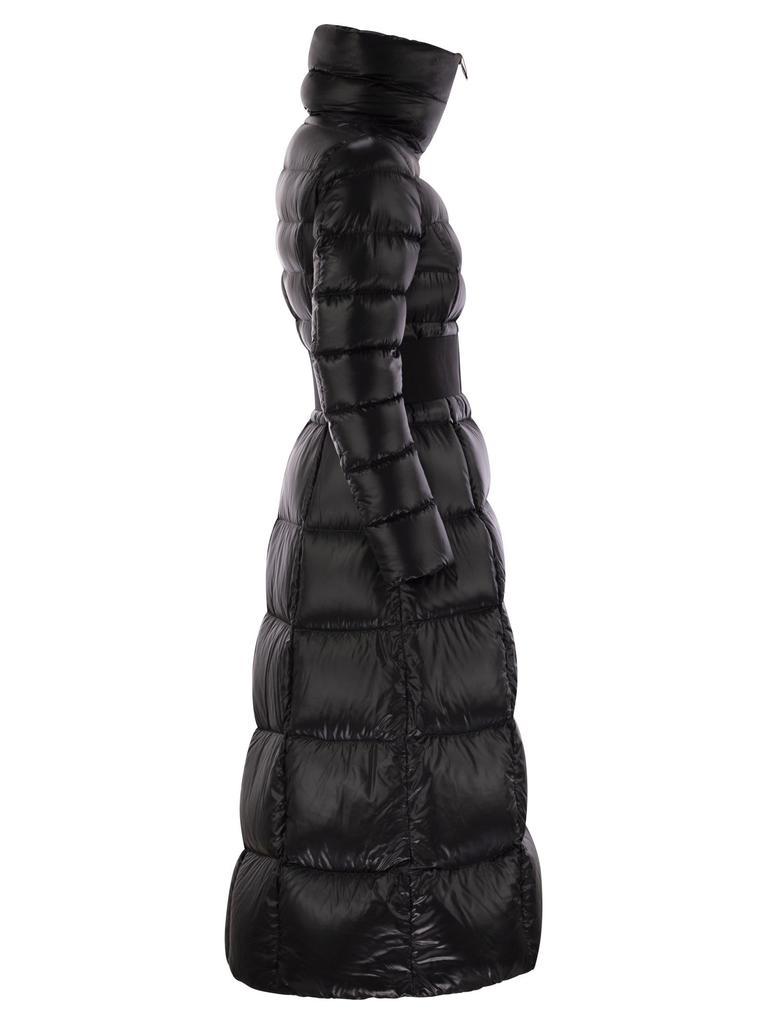 Herno Long Down Jacket With High Belt - Coats - BeyondStyle
