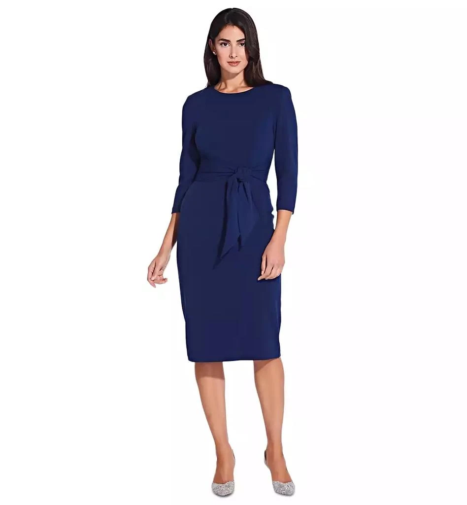 Adrianna Papell Crepe Tie Waist Sheath Dress