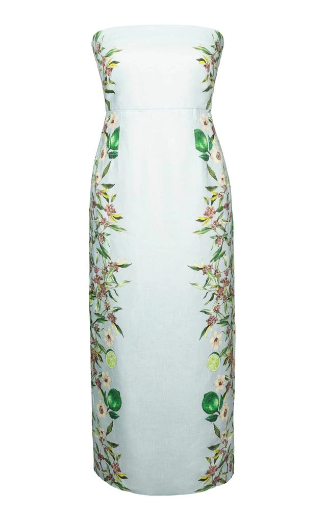Laura Garcia Laura Garcia - Liza Strapless Printed Linen Midi Dress - Blue - US 8 - Moda Operandi 1