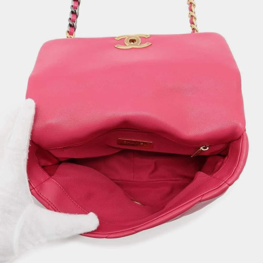 Chanel Chanel Pink Lambskin Leather 19 Flap Chain Shoulder Bag 4