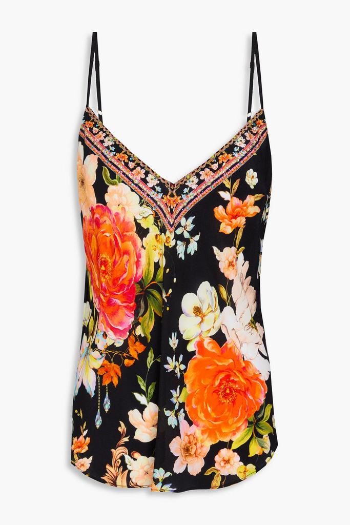 Camilla Crystal-embellished floral-print silk crepe de chine camisole