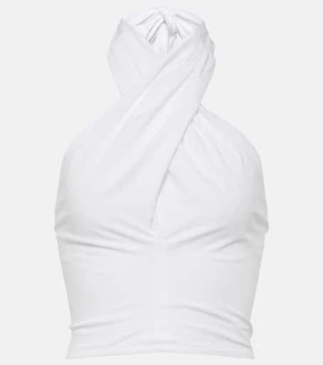 Staud Kai smocked cotton crop top 1