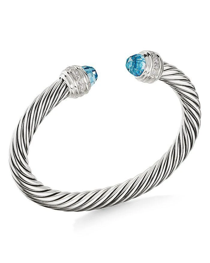 David Yurman Sterling Silver Cable Classics Bracelet with Gemstones 
Diamonds