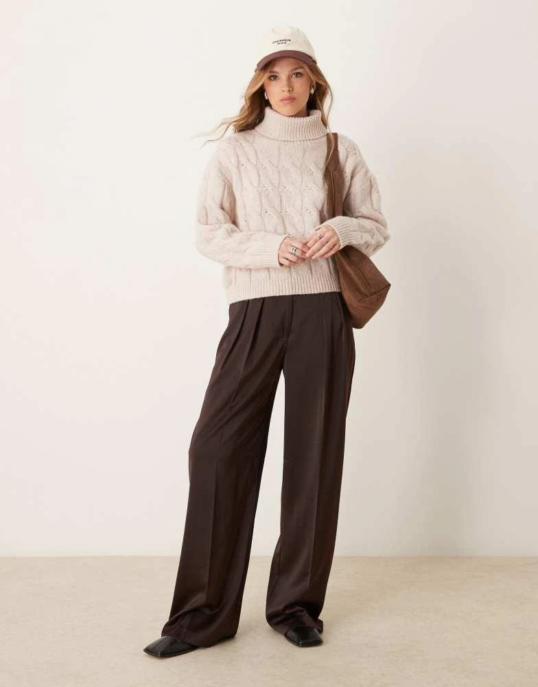 Miss Selfridge Miss Selfridge cable high neck cosy knit jumper in oatmeal 2