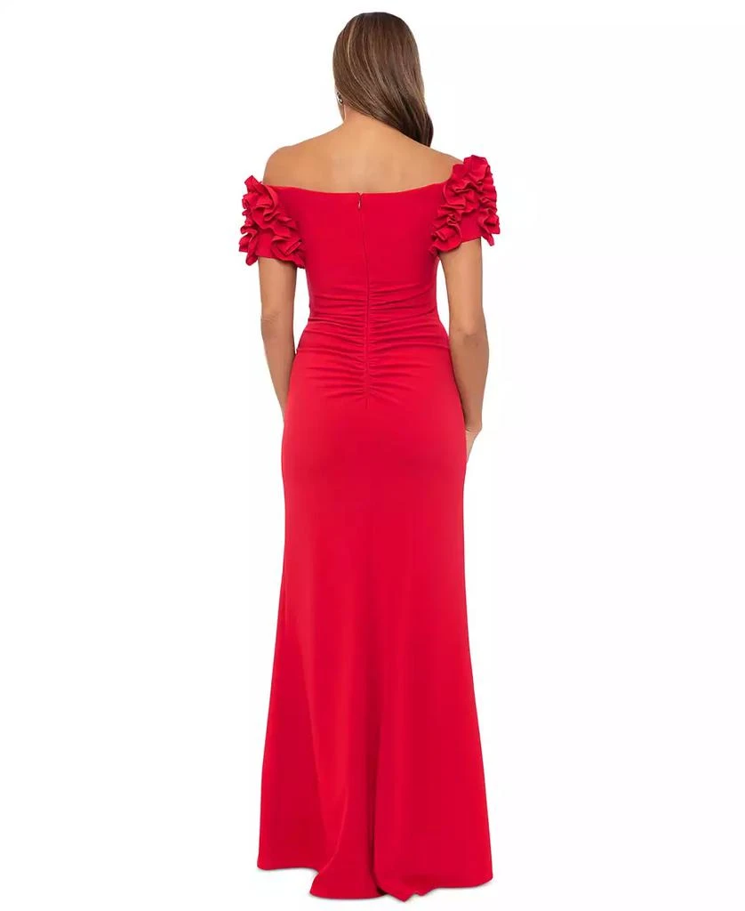 XSCAPE Petite Off-the-Shoulder Ruffle-Sleeve Gown 2