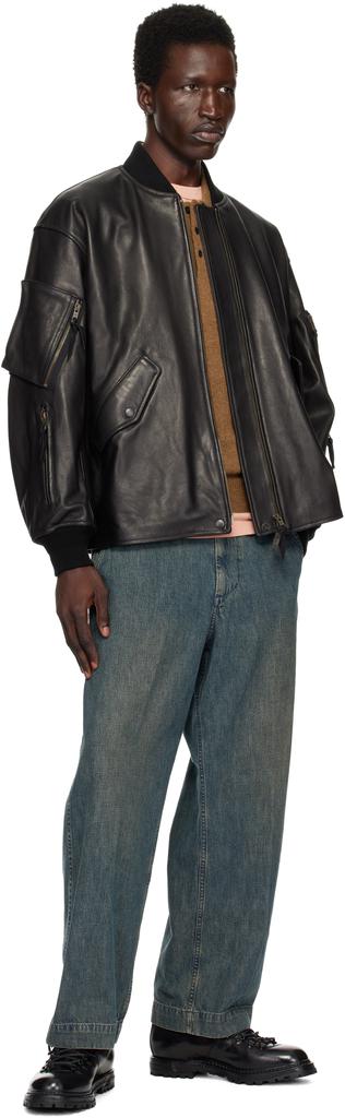 Shop Black MIL Flight Leather Jacket on Sale at BeyondStyle – Get