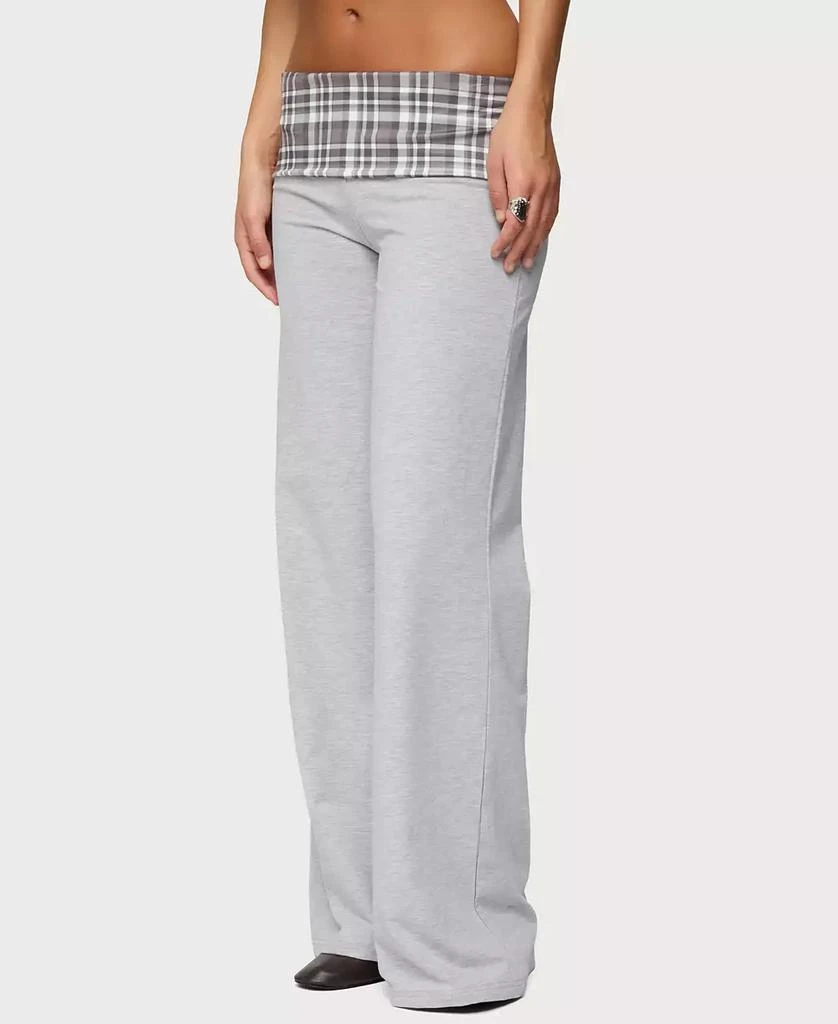 Edikted Women
s Kimmy Plaid Foldover Waist Pants 4