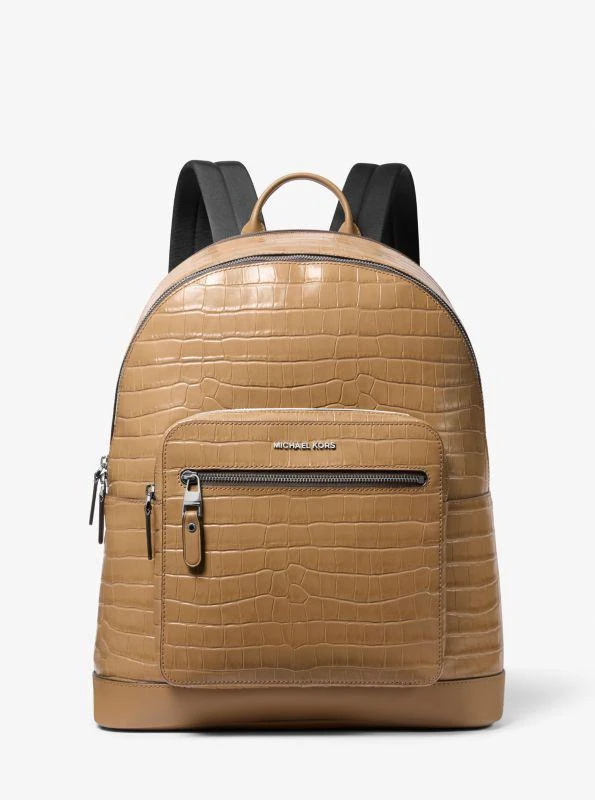 Michael Kors Hudson Crocodile Embossed Leather Commuter Backpack 1
