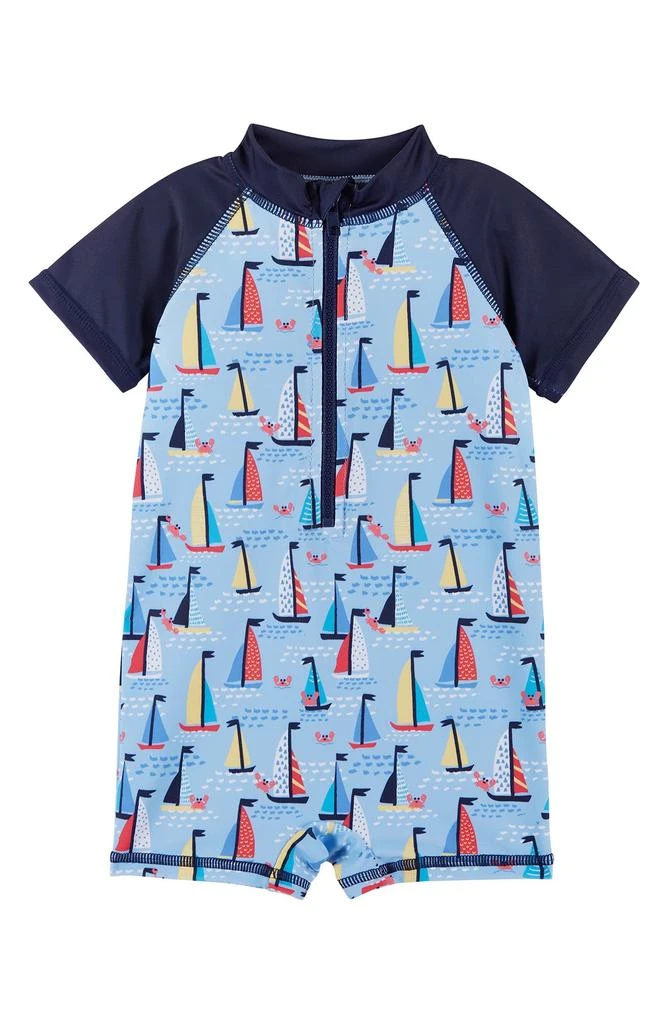 Andy & Evan One-Piece Rashguard Swimsuit & Hat Set 5