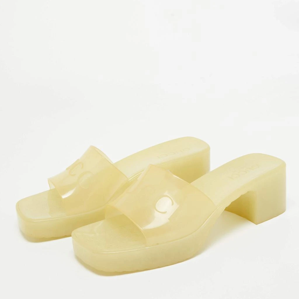 Gucci Gucci Light Yellow Rubber Logo Embossed Slide Sandals Size 37 2