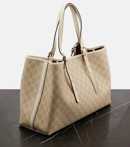Gucci GG Emblem Medium leather-trimmed tote bag 4
