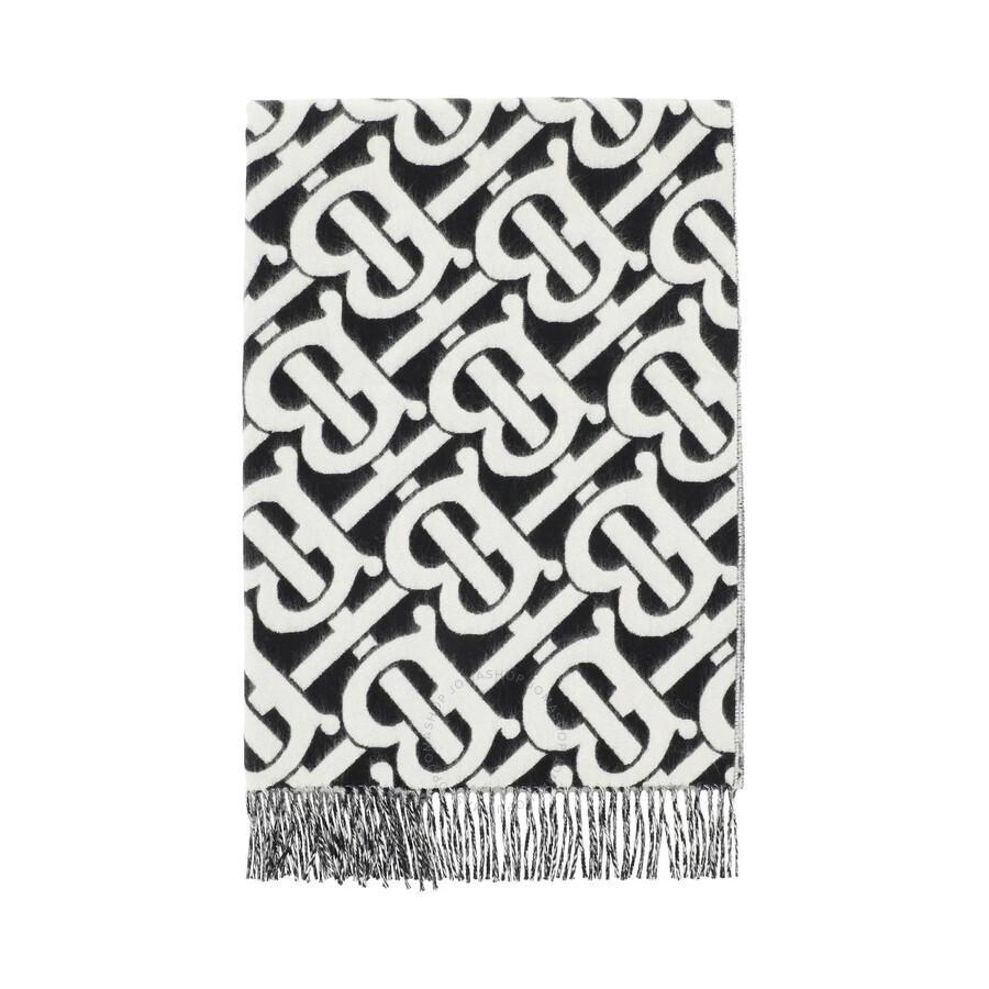 Burberry Black / White Monogram Cashmere Scarf