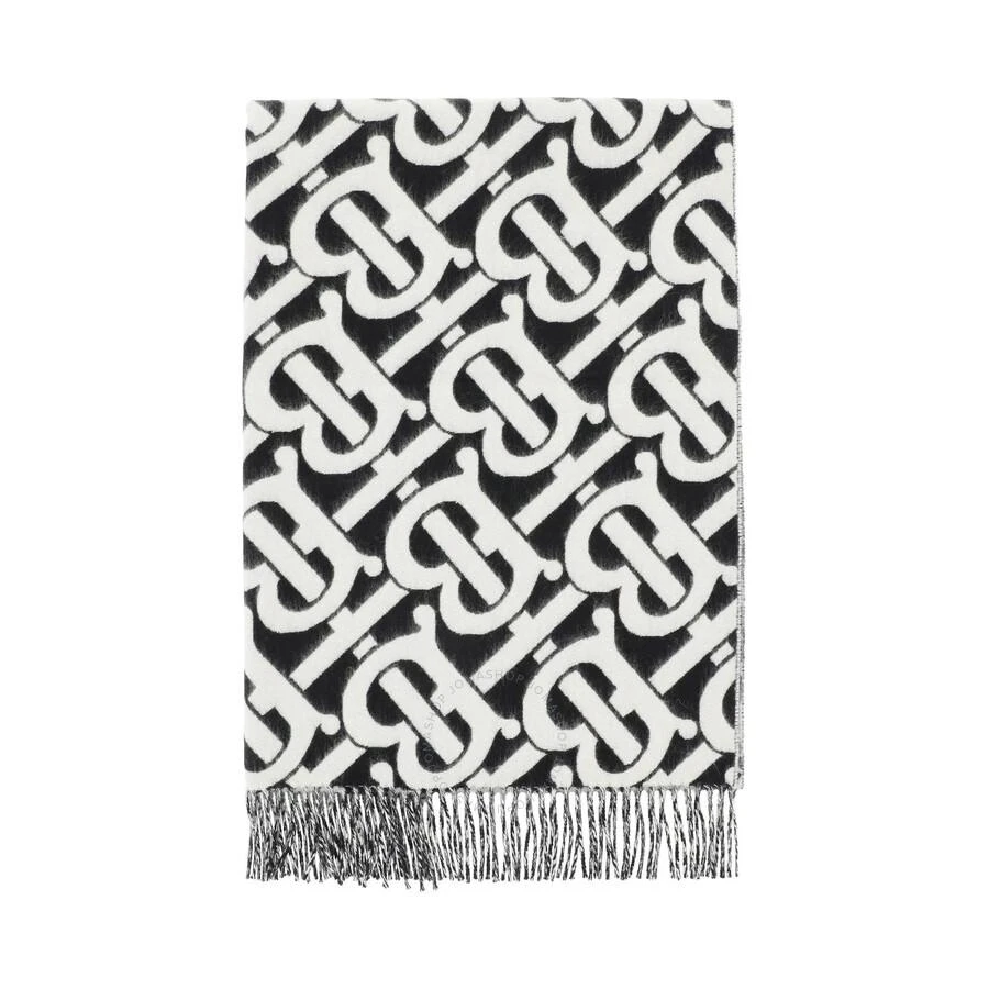 Burberry Black / White Monogram Cashmere Scarf 1