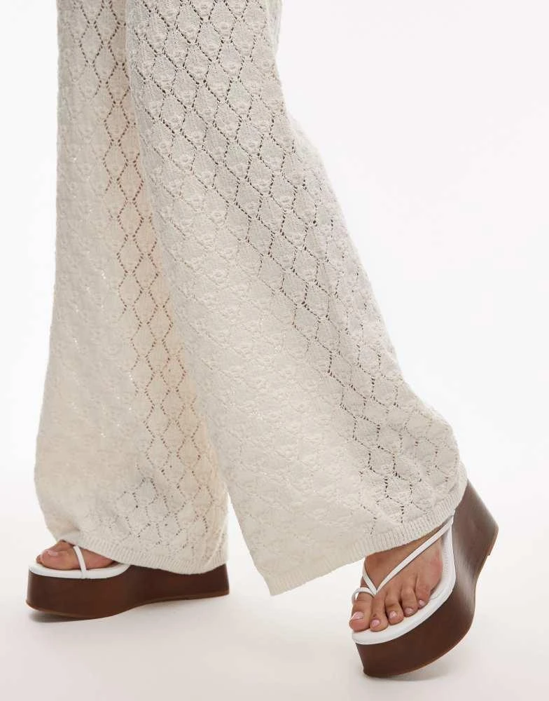 Mango Mango wide leg crochet trousers in off white 5