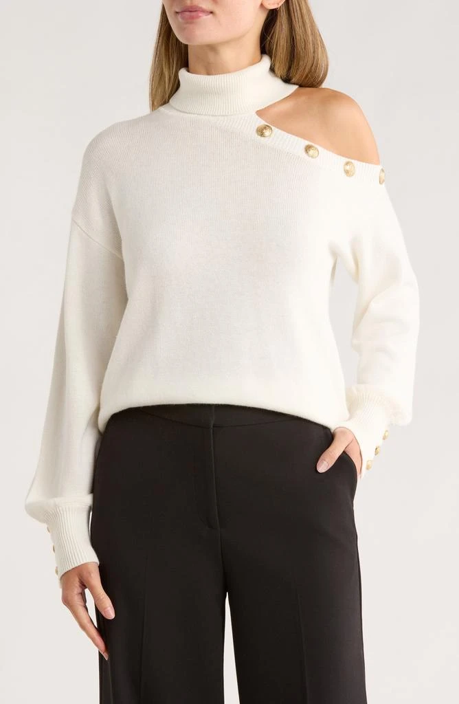 L
Agence Brixie Cutout Shoulder Turtleneck Sweater
