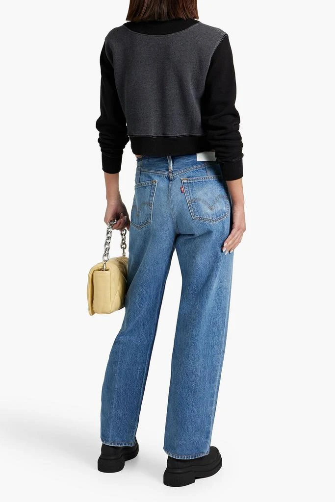 Re/Done Cropped printed cotton-blend fleece half-zip sweatshirt 3