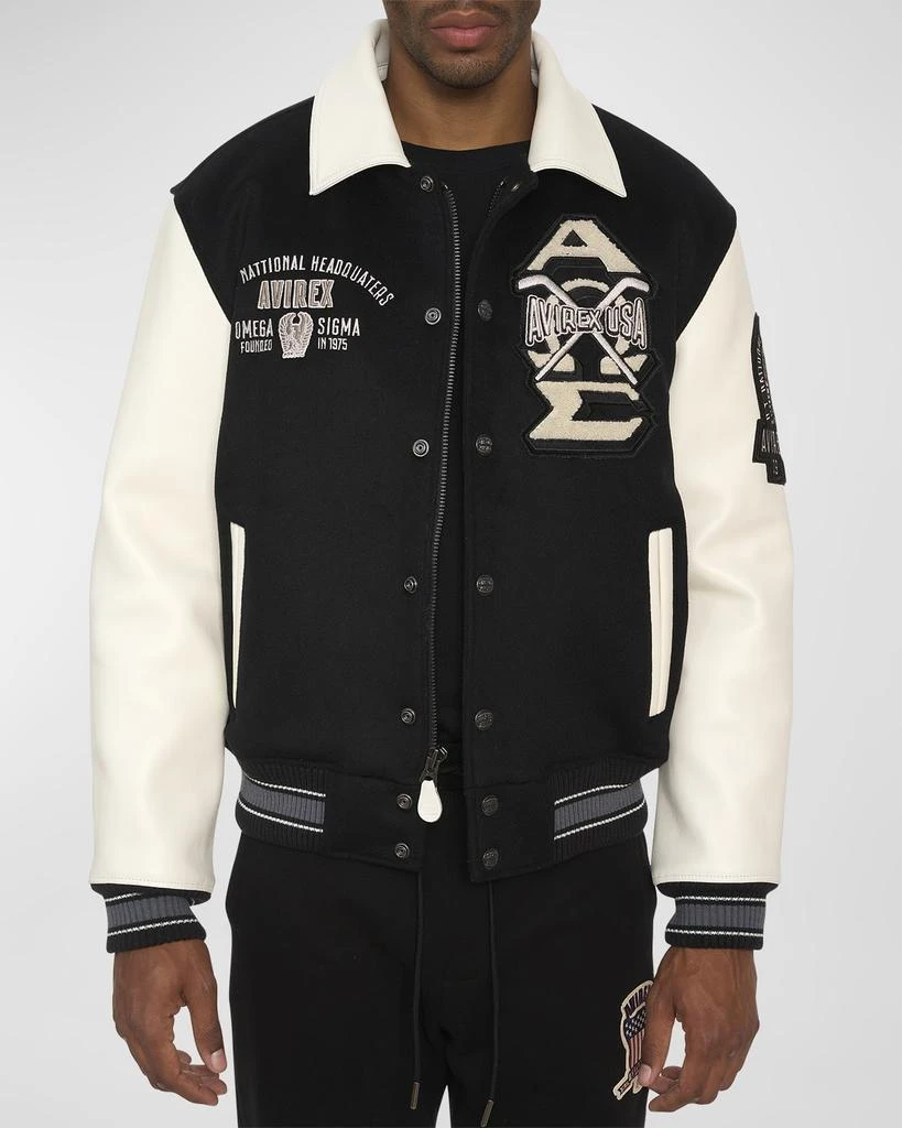 AVIREX Men's Omega Wool Leather Varsity Jacket 1