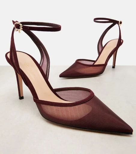 Gianvito Rossi 85 suede-trimmed organza pumps 5