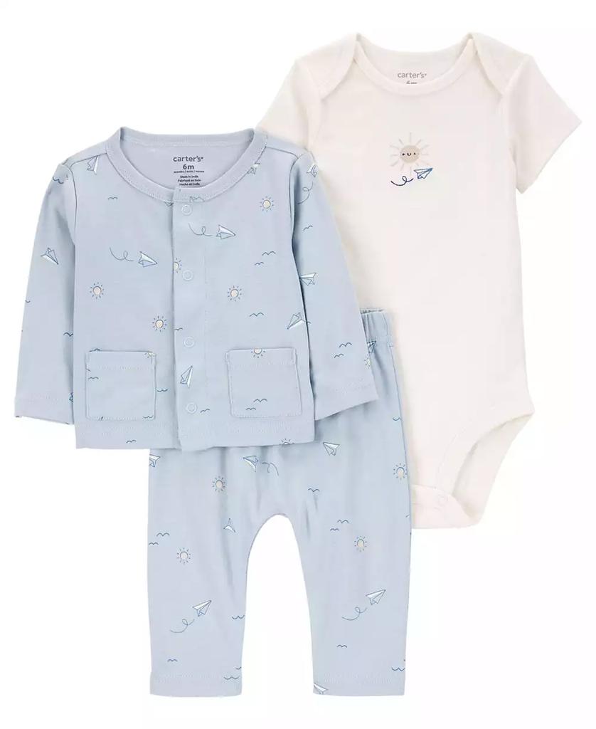 Carter's Baby Boys Little Cardigan, Bodysuit and Pants, 3 Piece Set