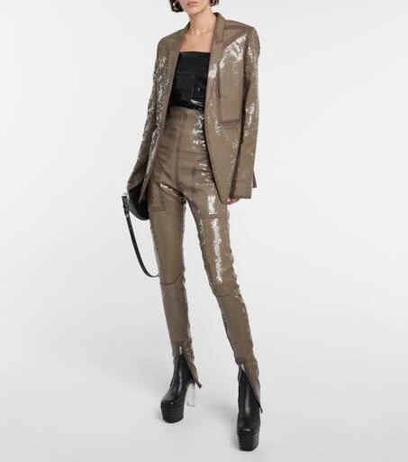 Rick Owens Sequined single-breasted cotton blazer 2