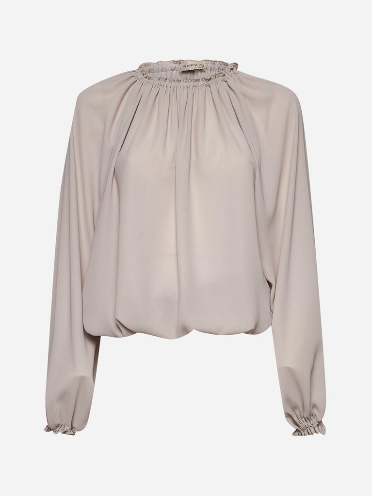 BLANCA VITA Grey crepe Cherry blouse