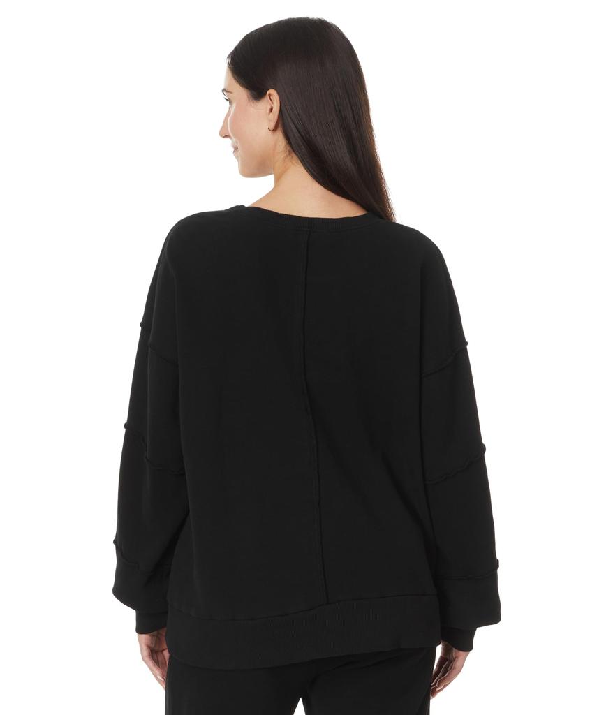 Mod-o-doc Long Sleeve Seamed Boxy Sweatshirt Black