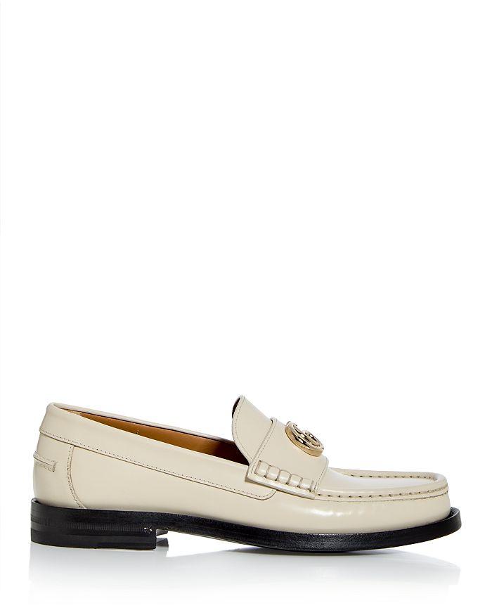 GUCCI ホワイト ローファー ゴールドロゴ Gucci Women's GG Logo Loafers - Single Shoes - Free Shipping