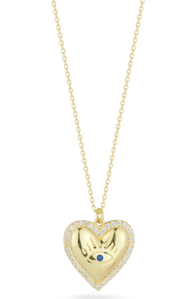 Sphera Milano 14K Gold Vermeil Heart Evil Eye CZ Necklace
