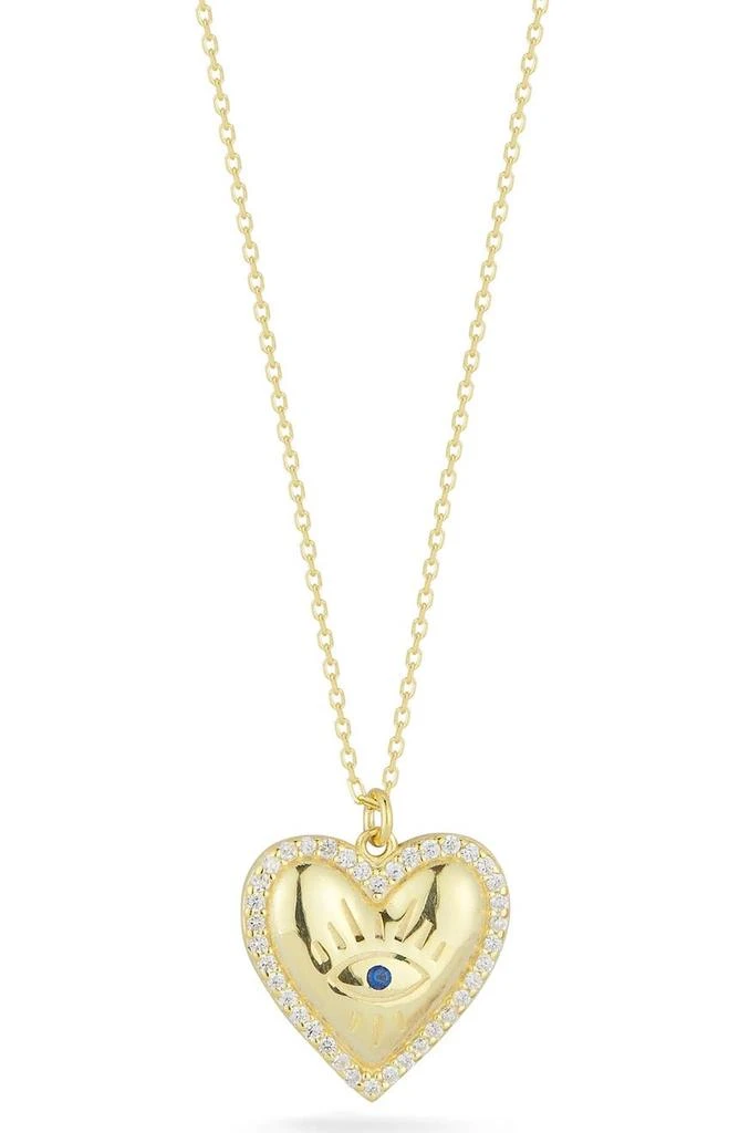 Sphera Milano 14K Gold Vermeil Heart Evil Eye CZ Necklace 1