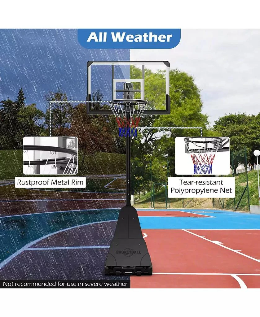 Costway 4.9-10 FT Basketball Hoop System with 44 Inch Shatterproof Backboard with Wheels 9
