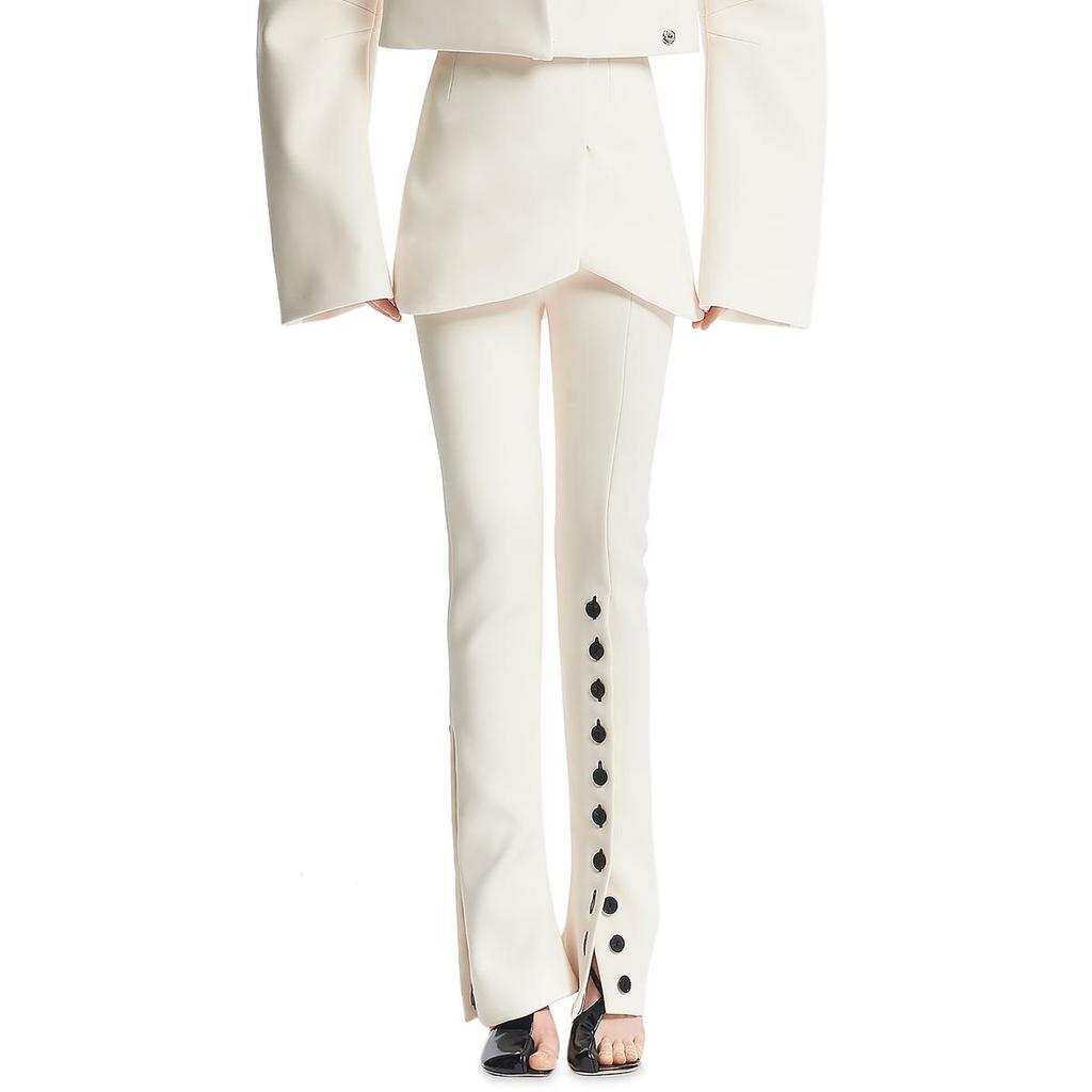 A.W.A.K.E MODE Basque Womens Button Trim Textured Straight Leg Pants