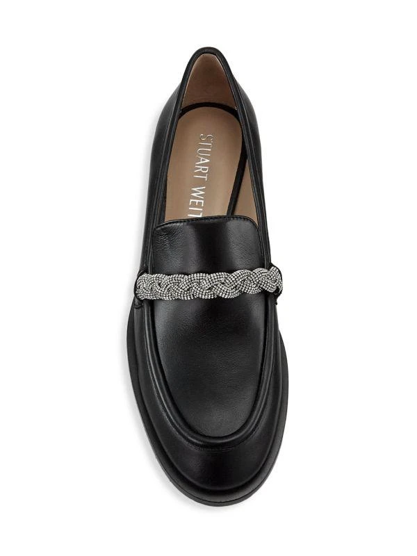 Stuart Weitzman Palmer Crystal-Embellished Leather Loafers 5