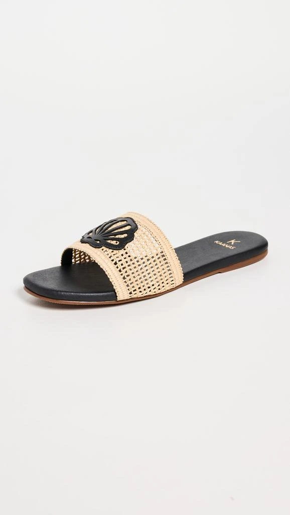 Kaanas Meera Fishnet Slides with Contrast Leather Seashell 4