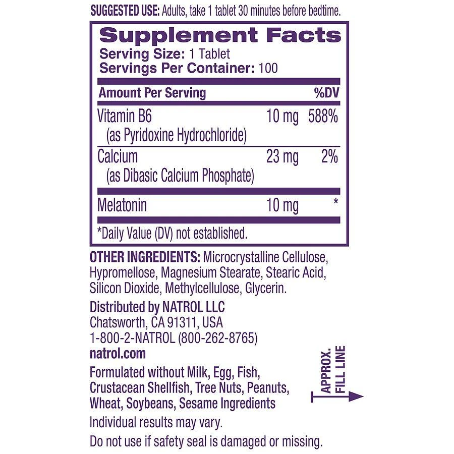 Natrol Melatonin 10 mg, Time Release to Minimize Wake-Ups Unflavored 6