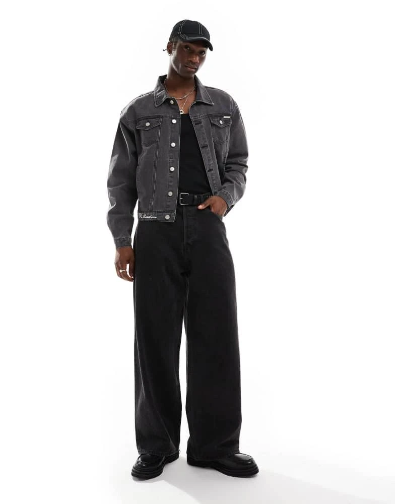 Liquor N Poker Liquor N Poker motif print denim jacket in black 2