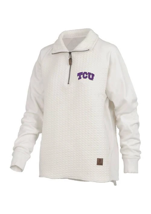 Pressbox Ncaa Tcu Horned Frogs Salem Bubble Knit Quarter Zip Pullover 1