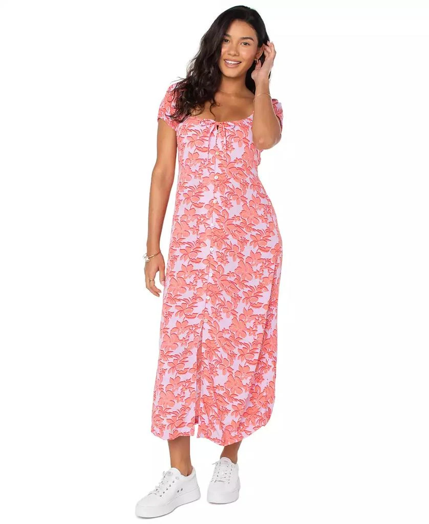 Roxy Shelley Coast Floral-Print Tie-Front Midi Dress 1